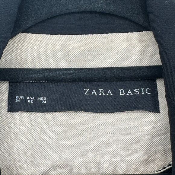 Zara Womens Blazer Size 2 Black One Button Office Career Corporate Minimalist - Picture 7 of 10